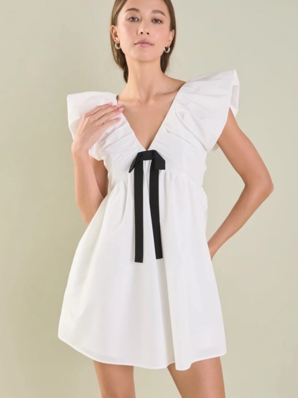 New! Endless Rose Combo Bow Mini Dress in White size M